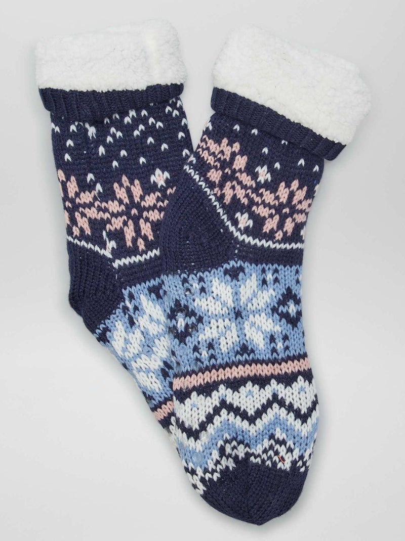 Chaussettes hautes fourrées Bleu - Kiabi