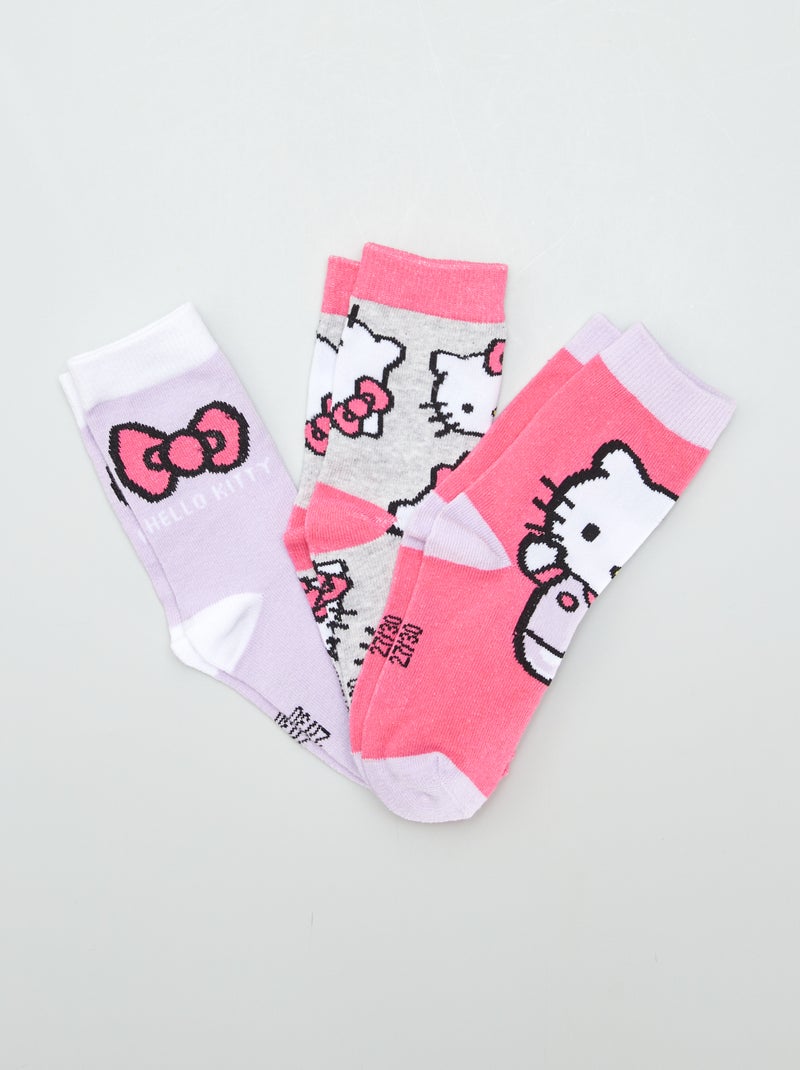 Chaussettes hautes 'Hello Kitty' - lot de 3 Violet/rose - Kiabi