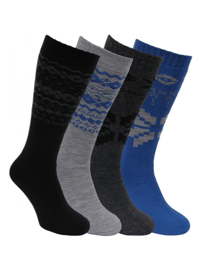 Chaussettes hautes homme lot de 4 Noir Gris anthracite Bleu - Kiabi