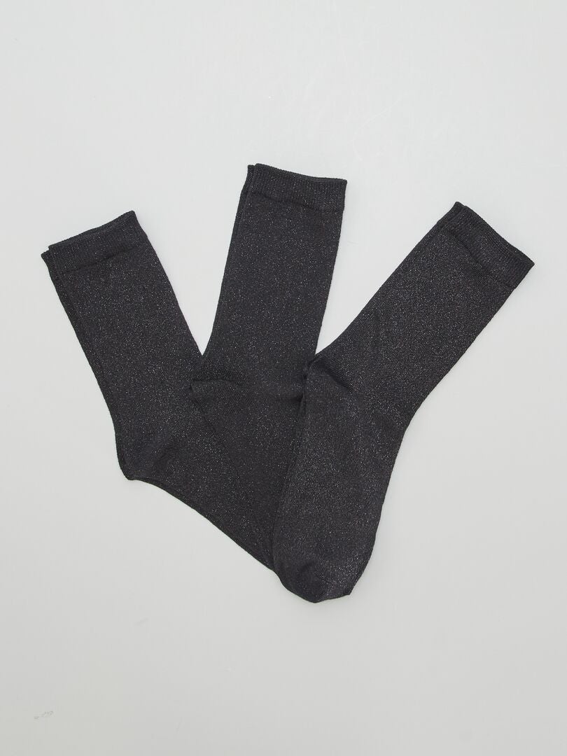 Chaussettes hautes irisées - Lot de 3 Noir - Kiabi