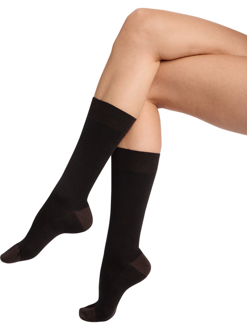 Chaussettes hautes La Mode Marron foncé - Kiabi