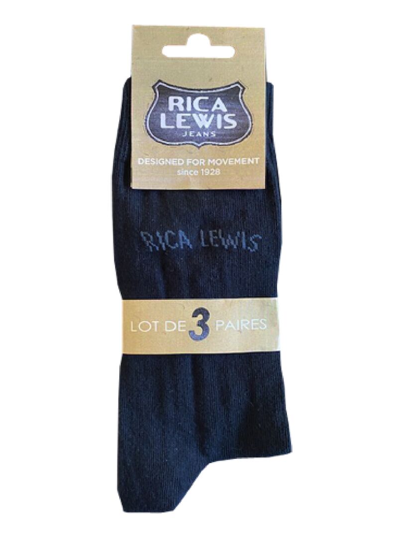 Chaussettes hautes, lot de 3 'Rica Lewis' - Bleu marine - Kiabi - 9.99€