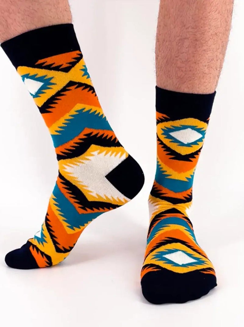 Chaussettes Hautes Motif Noir - Kiabi