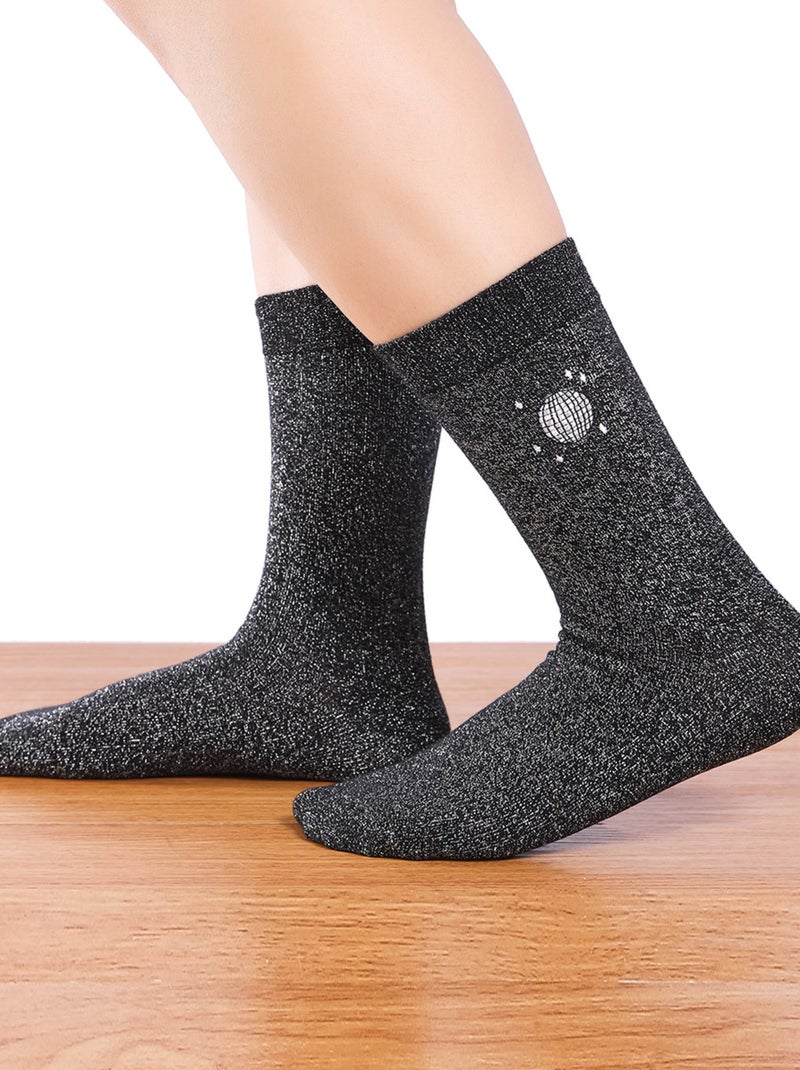 Chaussettes Hautes Paillettes & Fête Noir - Kiabi