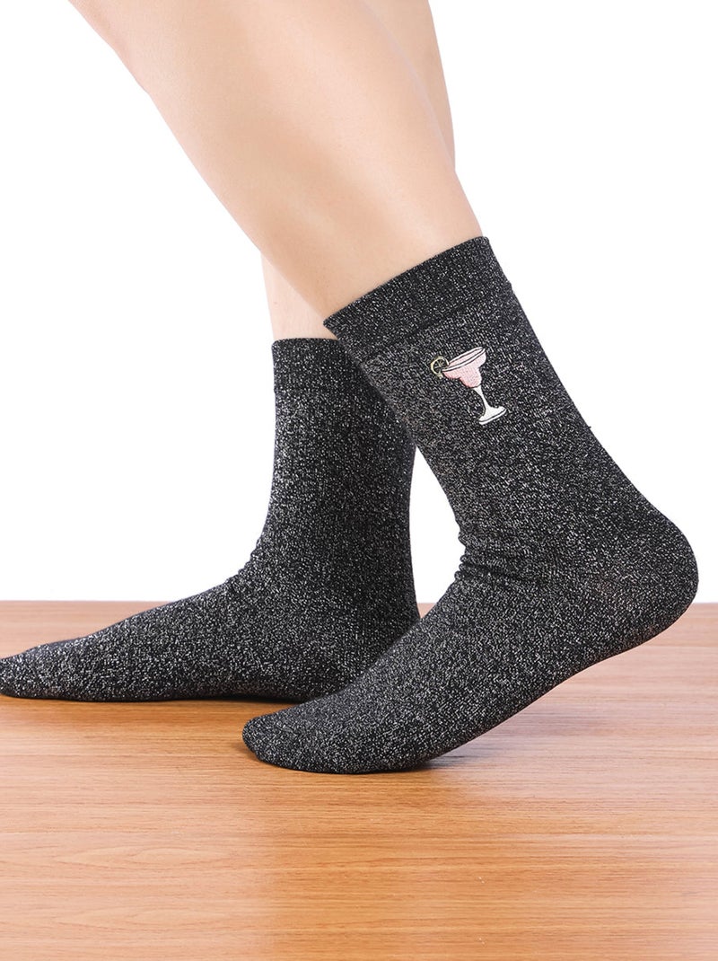 Chaussettes Hautes Paillettes & Fête Noir - Kiabi