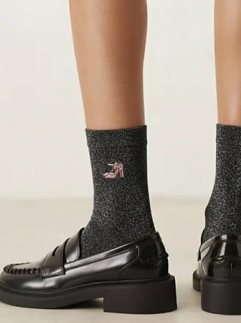 Chaussettes Hautes Paillettes & Fête Noir - Kiabi