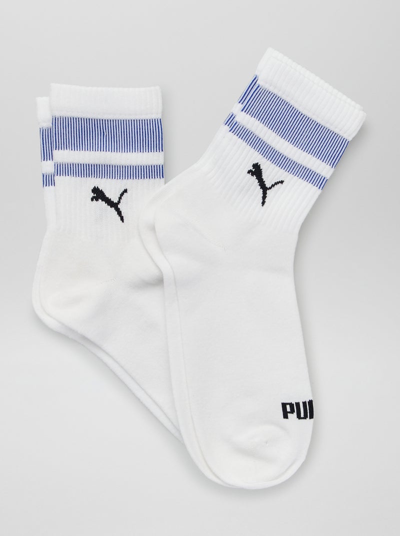 Chaussettes hautes 'Puma' - Lot de 2 Blanc/bleu - Kiabi