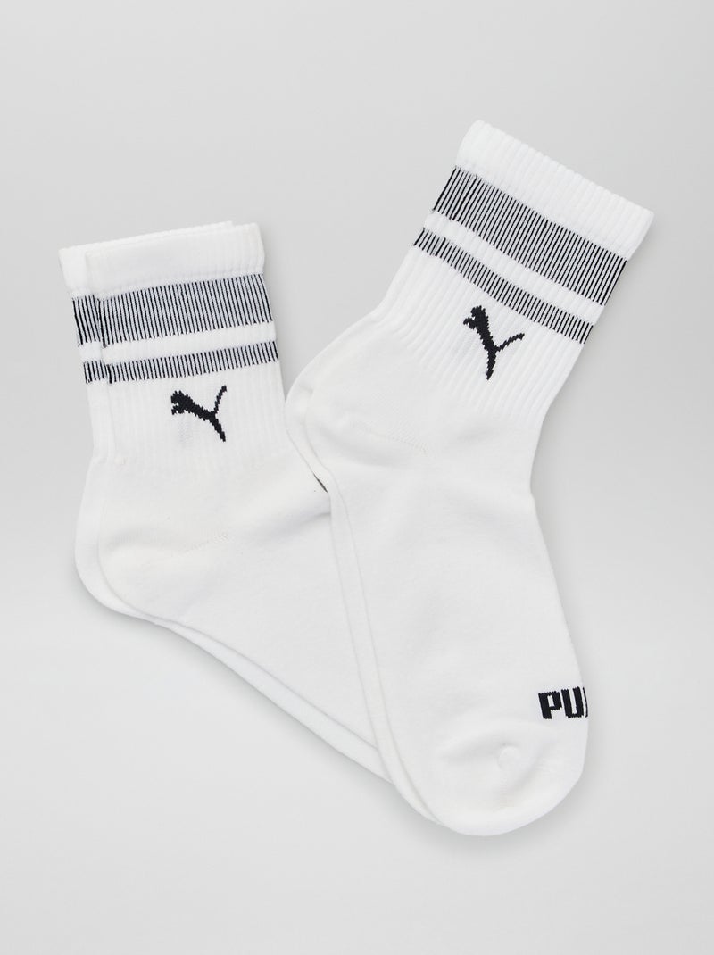 Chaussettes hautes 'Puma' - Lot de 2 Blanc/noir - Kiabi