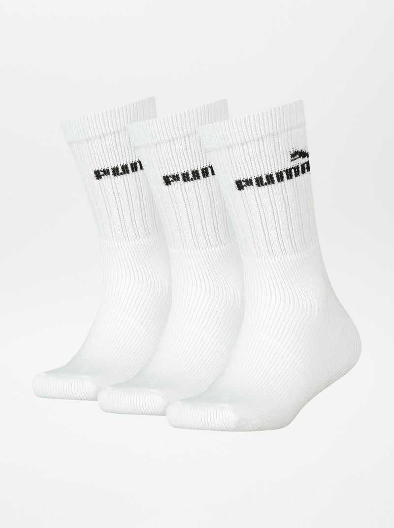 Chaussettes hautes 'Puma' - Lot de 3 BLANC - Kiabi