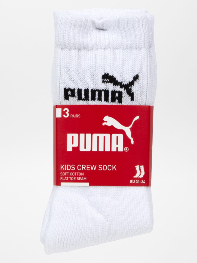 Chaussettes hautes 'Puma' - Lot de 3 BLANC - Kiabi