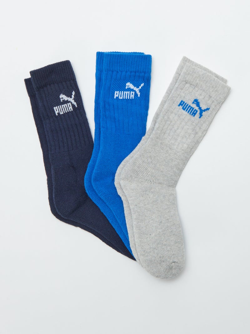 Chaussettes hautes 'Puma' - Lot de 3 Bleu/gris - Kiabi