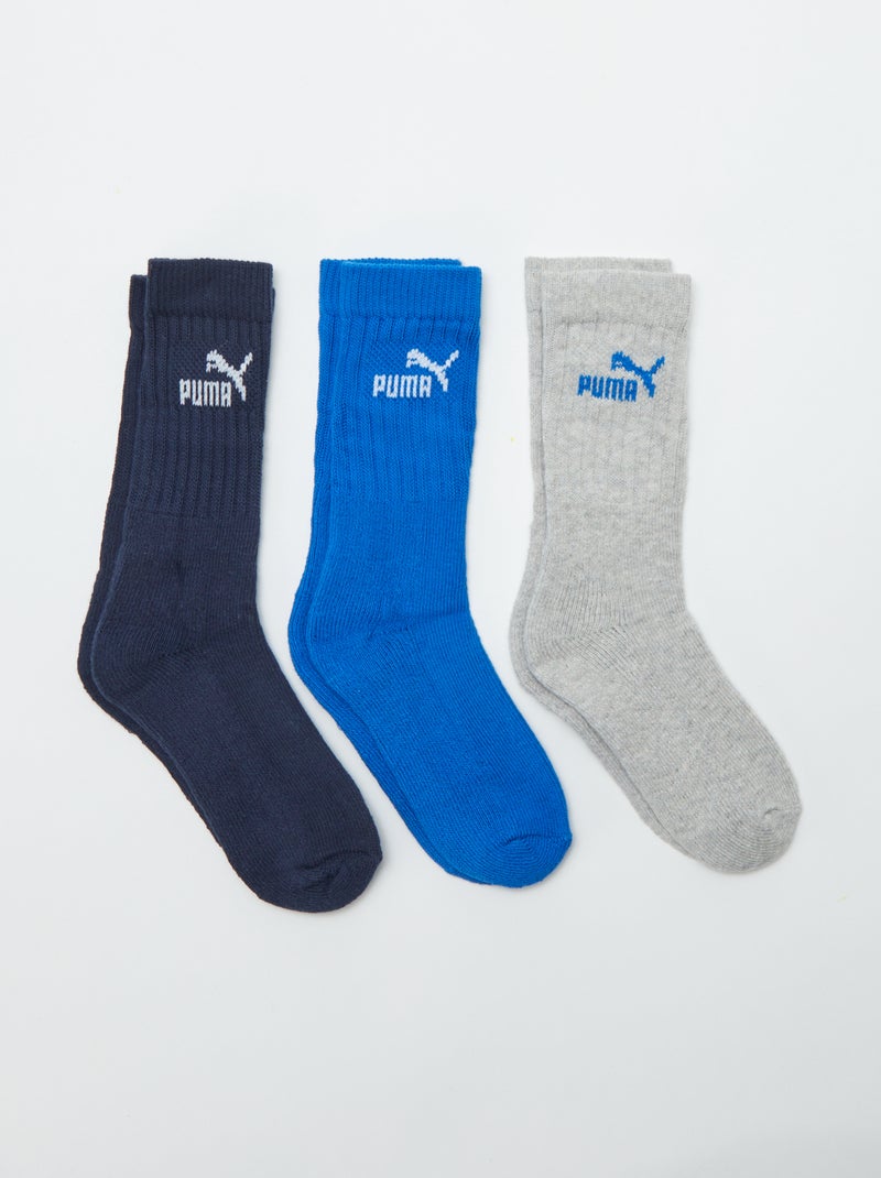 Chaussettes hautes 'Puma' - Lot de 3 Bleu/gris - Kiabi