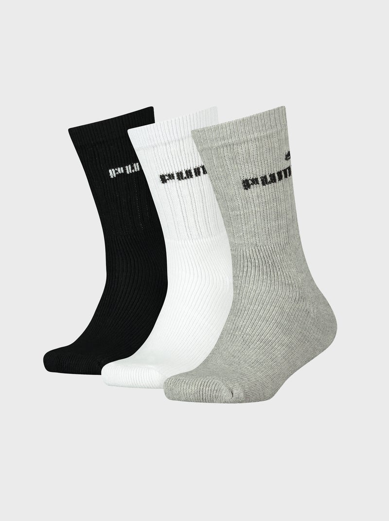 Chaussettes hautes 'Puma' - Lot de 3 GRIS - Kiabi