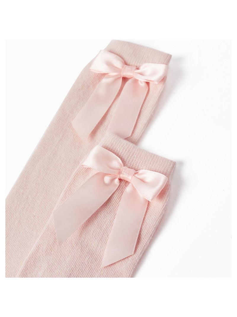 Chaussettes hautes unies avec nœud décoratif pour fille   ROYALS OFF DUTY Rose - Kiabi