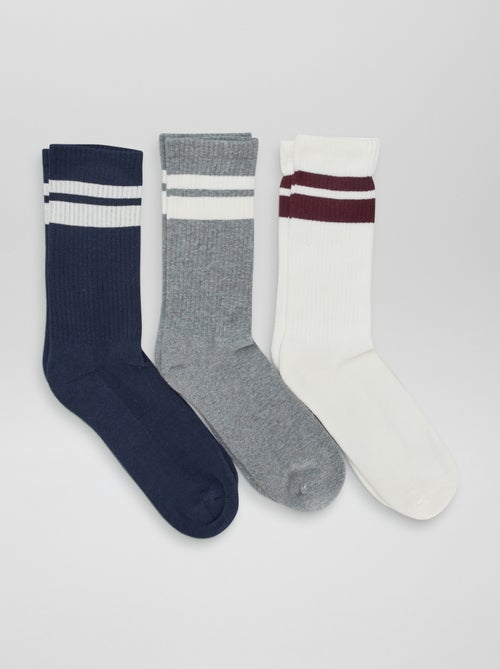 Chaussettes hauttes en maille - Lot de 3 - Kiabi