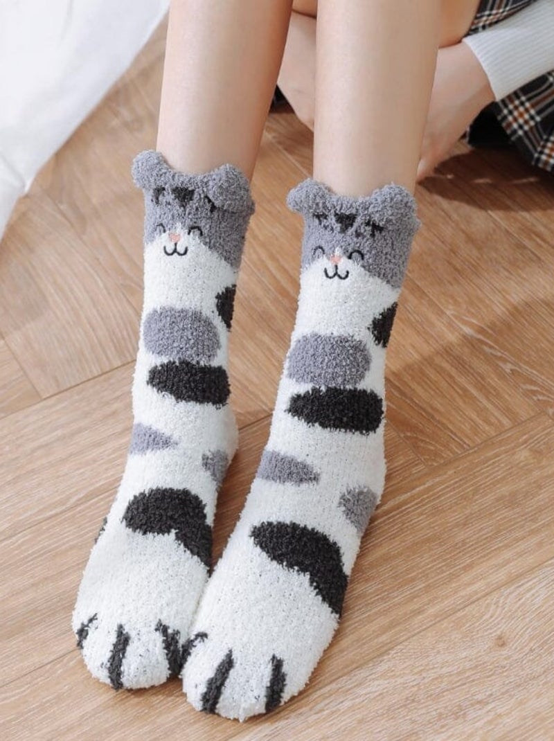 Chaussettes Hiver Tête de Chat  | Titeschaussettes Blanc Gris - Kiabi