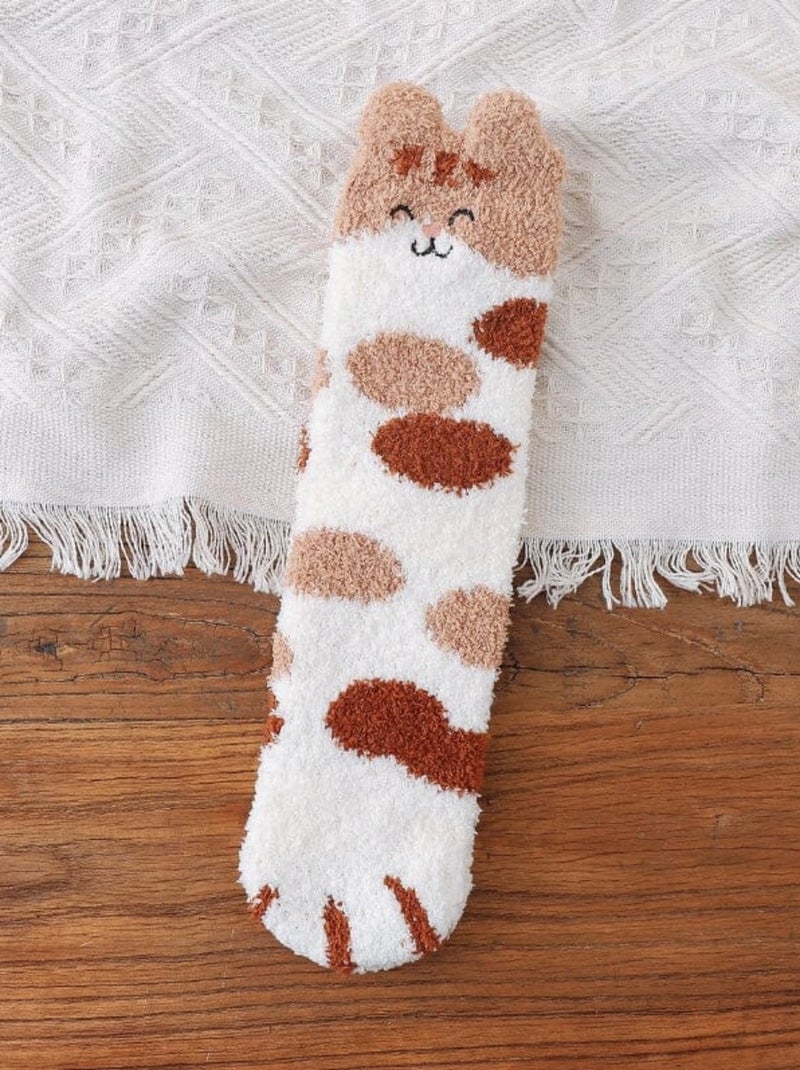 Chaussettes Hiver Tête de Chat  | Titeschaussettes Blanc Marron - Kiabi