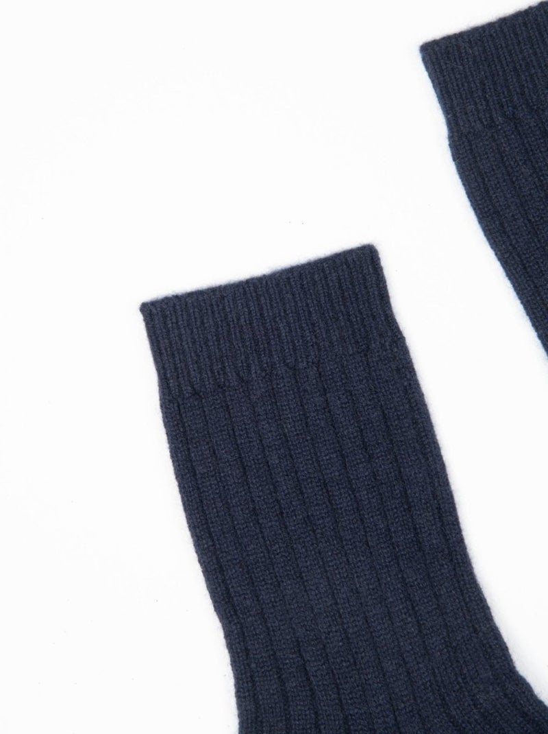 Chaussettes homme 100% cachemire 4 fils - UNI 13 Bleu marine - Kiabi