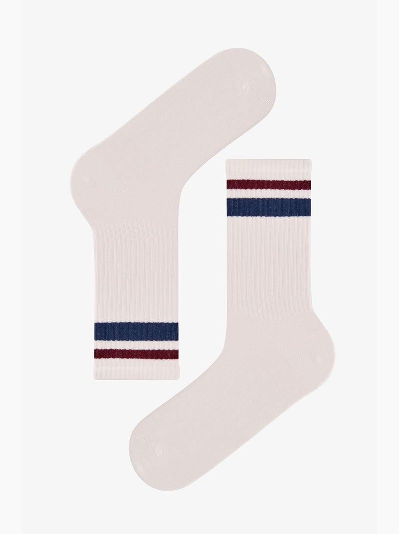 Chaussettes homme à rayures, paire penti Blanc - Kiabi