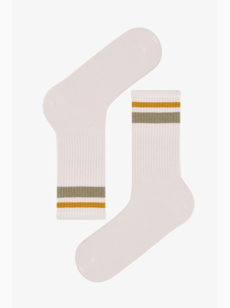 Chaussettes homme à rayures, paire penti Blanc - Kiabi