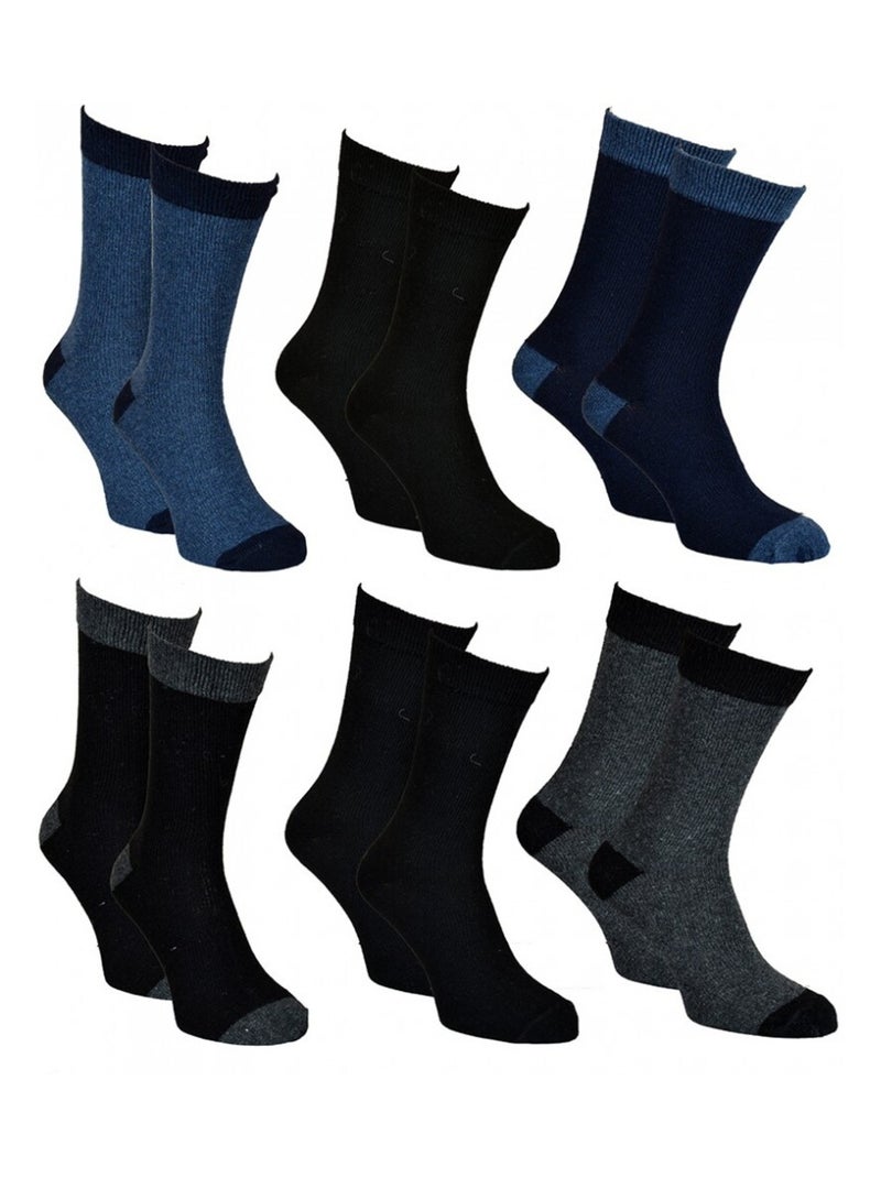 Chaussettes Homme Avec Laine Vendues en Pack Confort et Chaleur - Pack de 6 Bleu Noir Gris - Kiabi