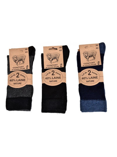 Chaussettes Homme Avec Laine Vendues en Pack Confort et Chaleur - Pack de 6 - Kiabi