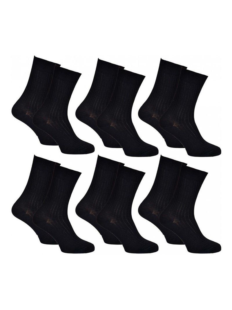 Chaussettes Homme Avec Laine Vendues en Pack Confort et Chaleur - Pack de 6 Noir - Kiabi