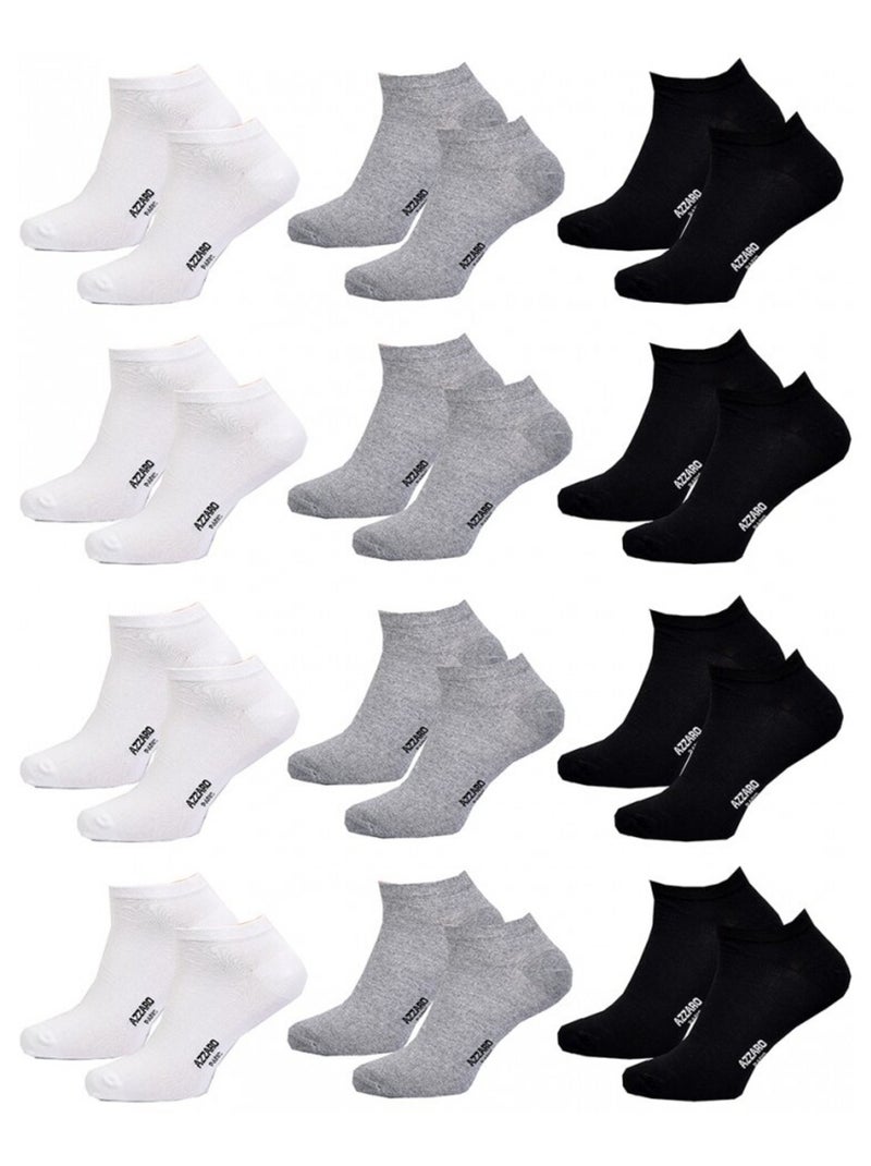 Chaussettes homme AZZARO - Pack de 12 Blanc Gris Noir - Kiabi