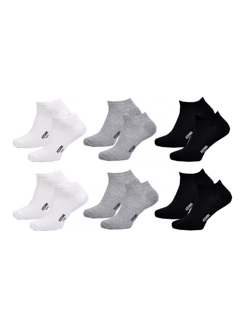 Chaussettes homme AZZARO - Pack de 6 Blanc Gris Noir - Kiabi