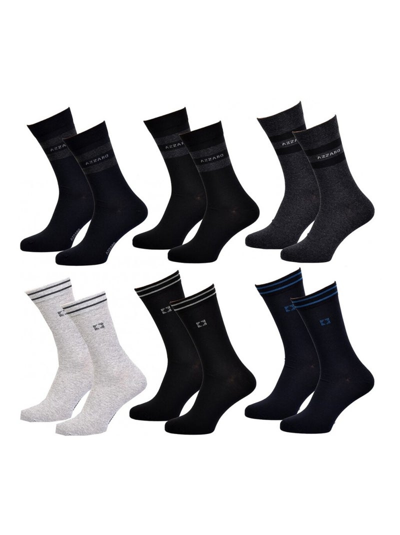 Chaussettes homme AZZARO - Pack de 6 Noir Gris anthracite - Kiabi