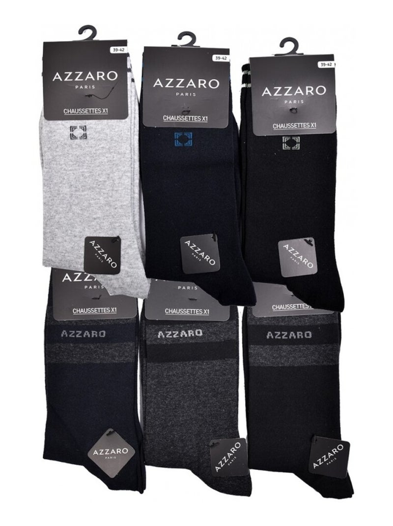 Chaussettes homme AZZARO - Pack de 6 Noir Gris anthracite - Kiabi