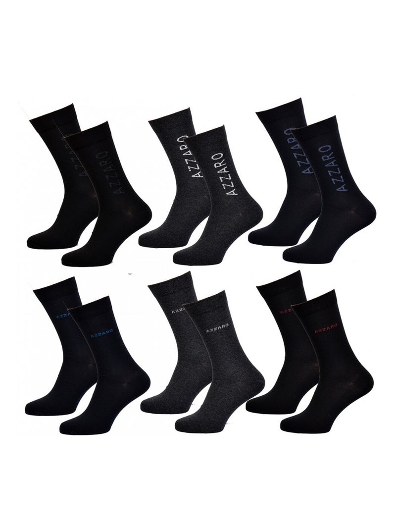Chaussettes homme AZZARO - Pack de 6 Noir Multicolore Gris - Kiabi