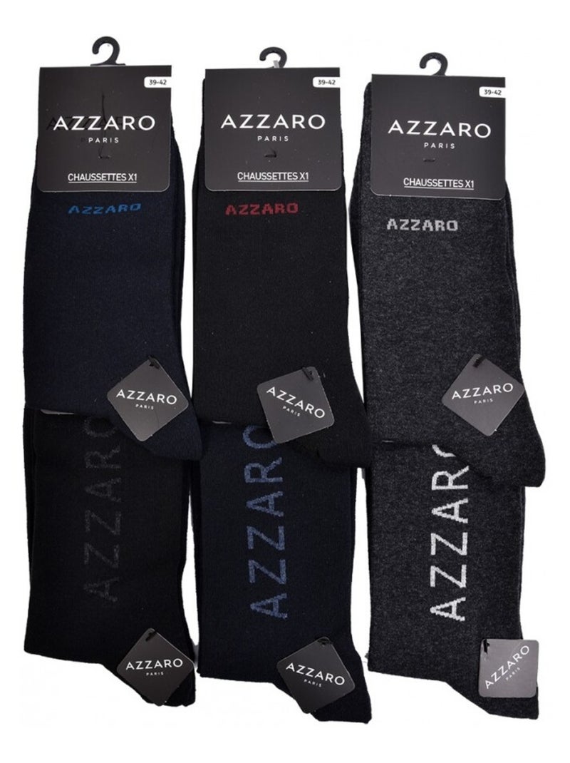 Chaussettes homme AZZARO - Pack de 6 Noir Multicolore Gris - Kiabi