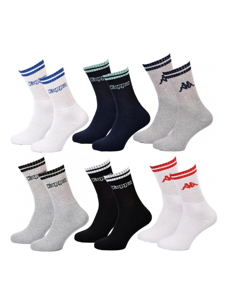 Chaussettes Homme CREW KAPPA - Pack de 6 Blanc Multicolore Gris - Kiabi