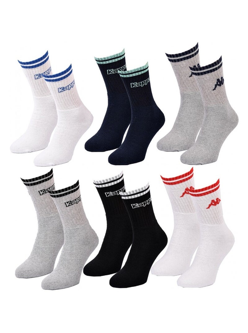 Chaussettes Homme CREW KAPPA - Pack de 6 Blanc Multicolore Gris - Kiabi