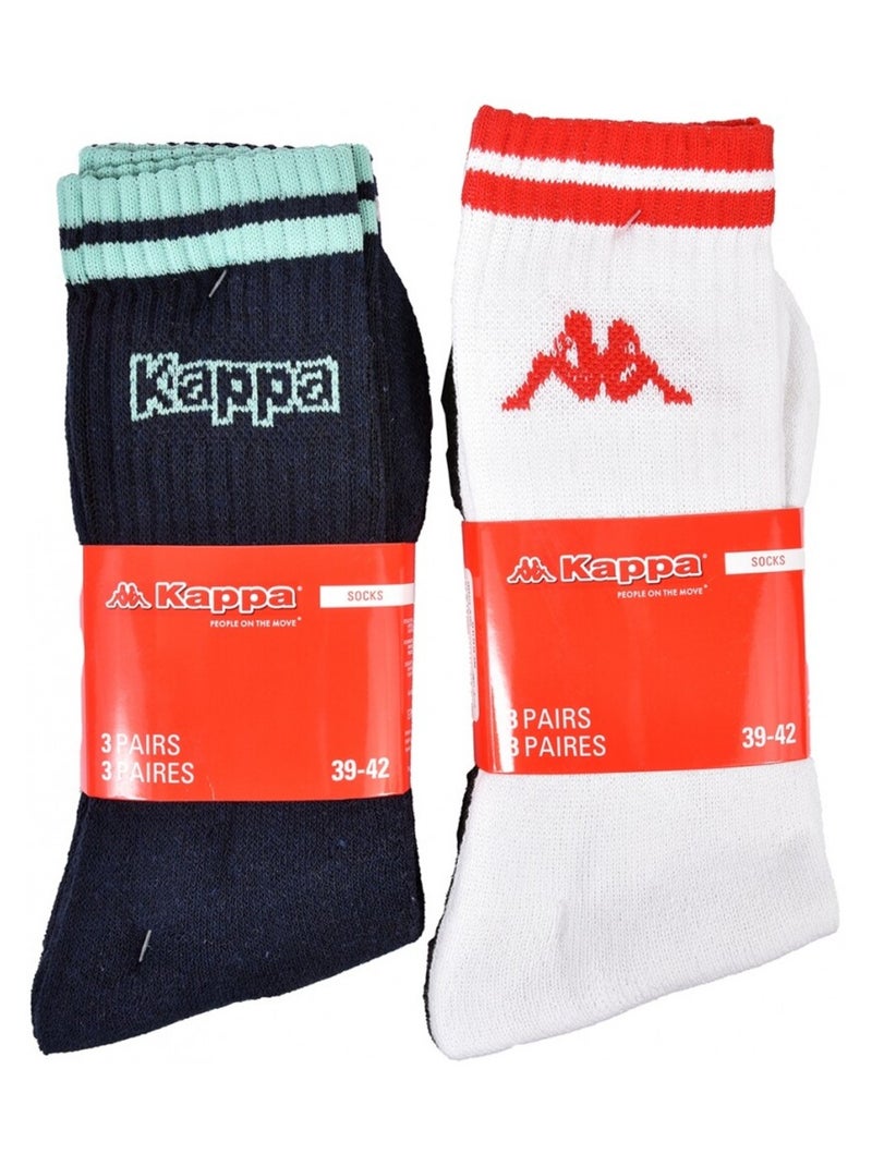 Chaussettes Homme CREW KAPPA - Pack de 6 Blanc Multicolore Gris - Kiabi