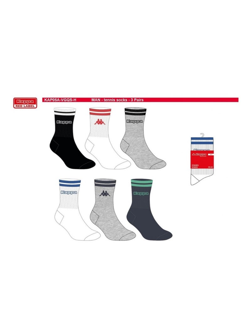Chaussettes Homme CREW KAPPA - Pack de 6 Blanc Multicolore Gris - Kiabi