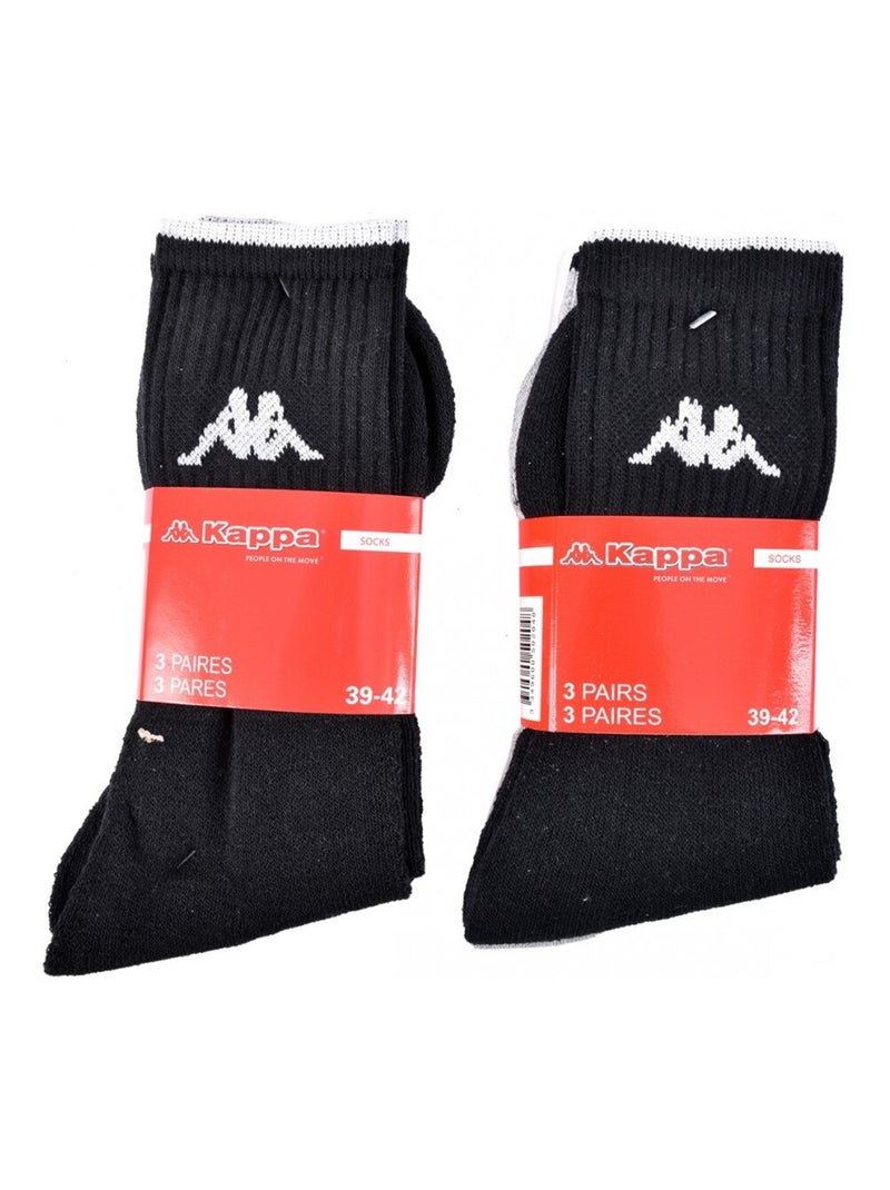 Chaussettes Homme CREW KAPPA - Pack de 6 Gris Noir Bleu - Kiabi