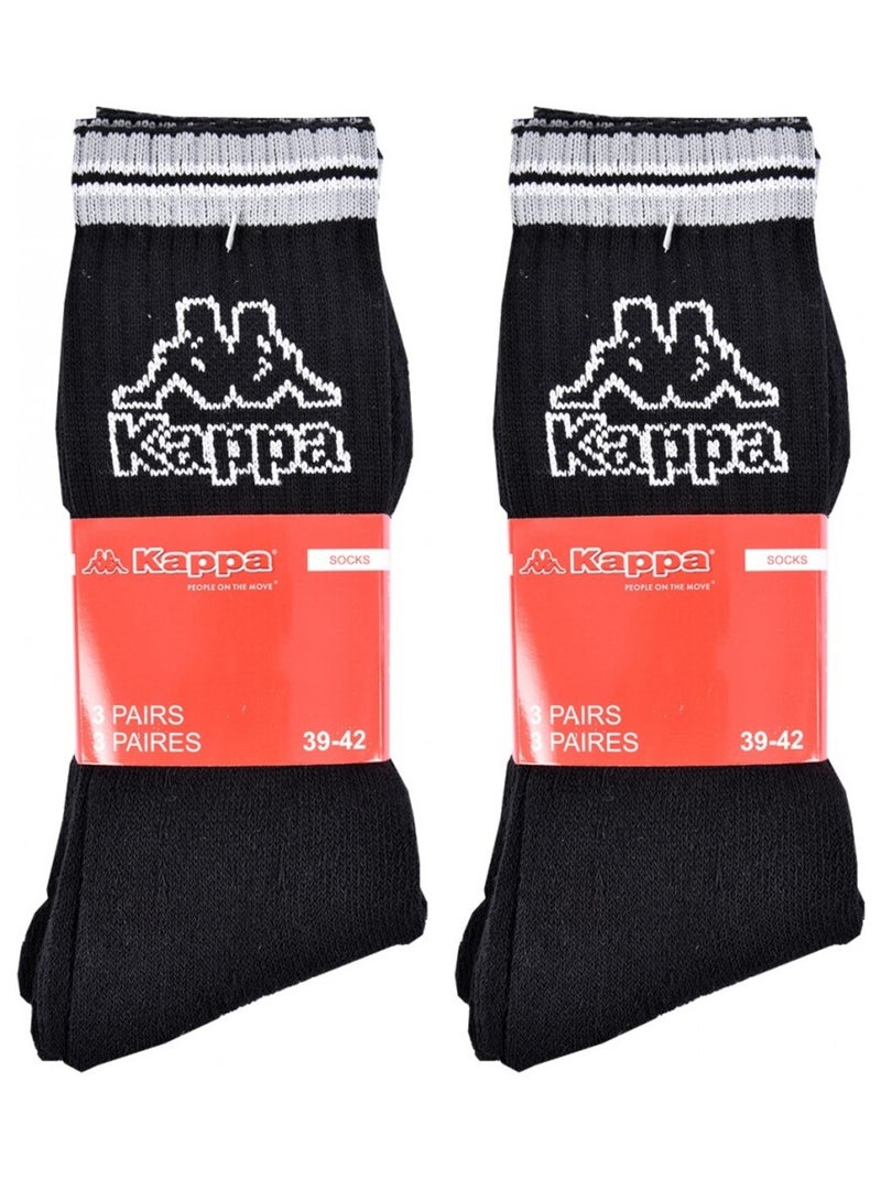 Chaussettes Homme CREW KAPPA - Pack de 6 Noir - Kiabi