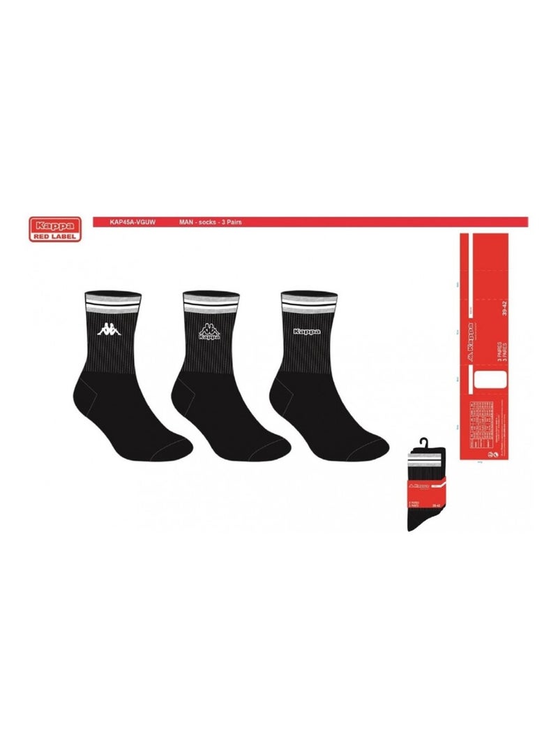 Chaussettes Homme CREW KAPPA - Pack de 6 Noir - Kiabi