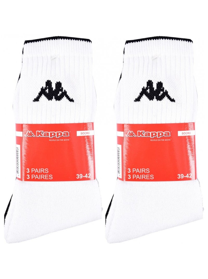 Chaussettes Homme CREW KAPPA - Pack de 6 Noir Gris Blanc - Kiabi