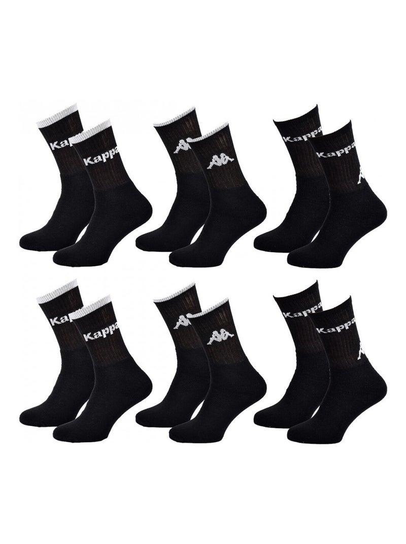 Chaussettes Homme CREW KAPPA - Pack de 6 Noir Gris - Kiabi