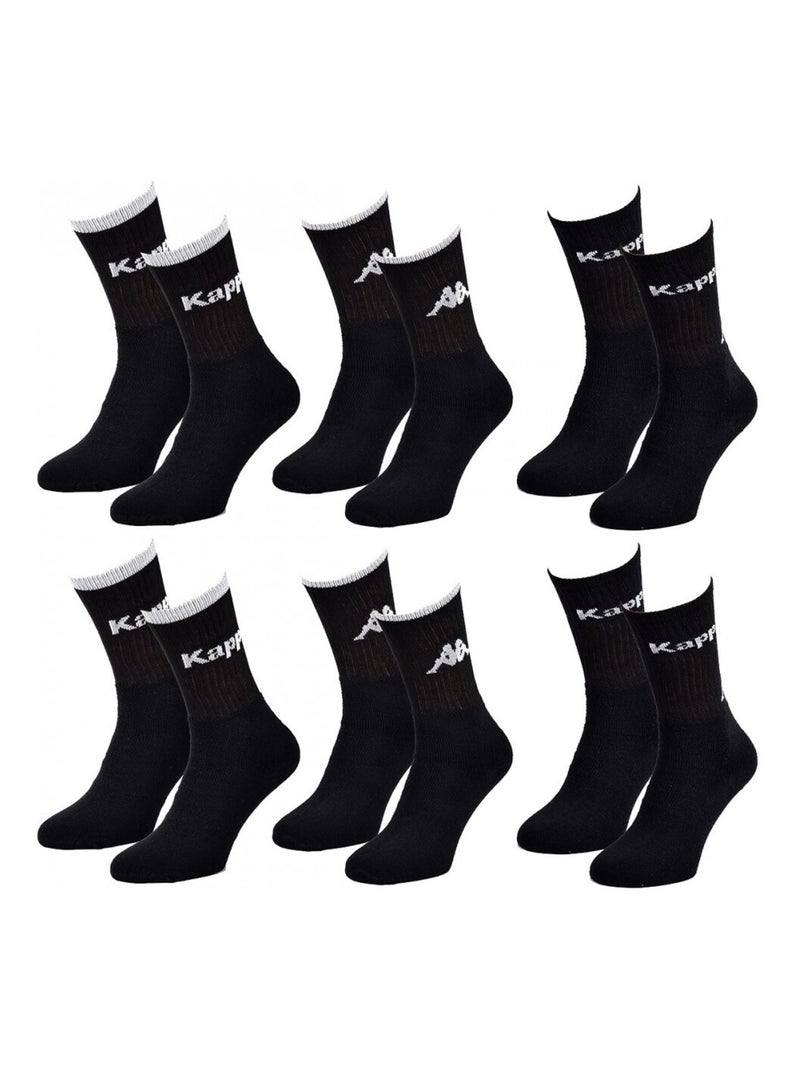 Chaussettes Homme CREW KAPPA - Pack de 6 Noir Gris - Kiabi