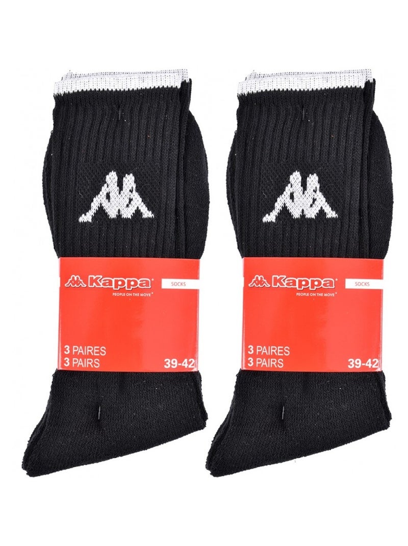 Chaussettes Homme CREW KAPPA - Pack de 6 Noir Gris - Kiabi