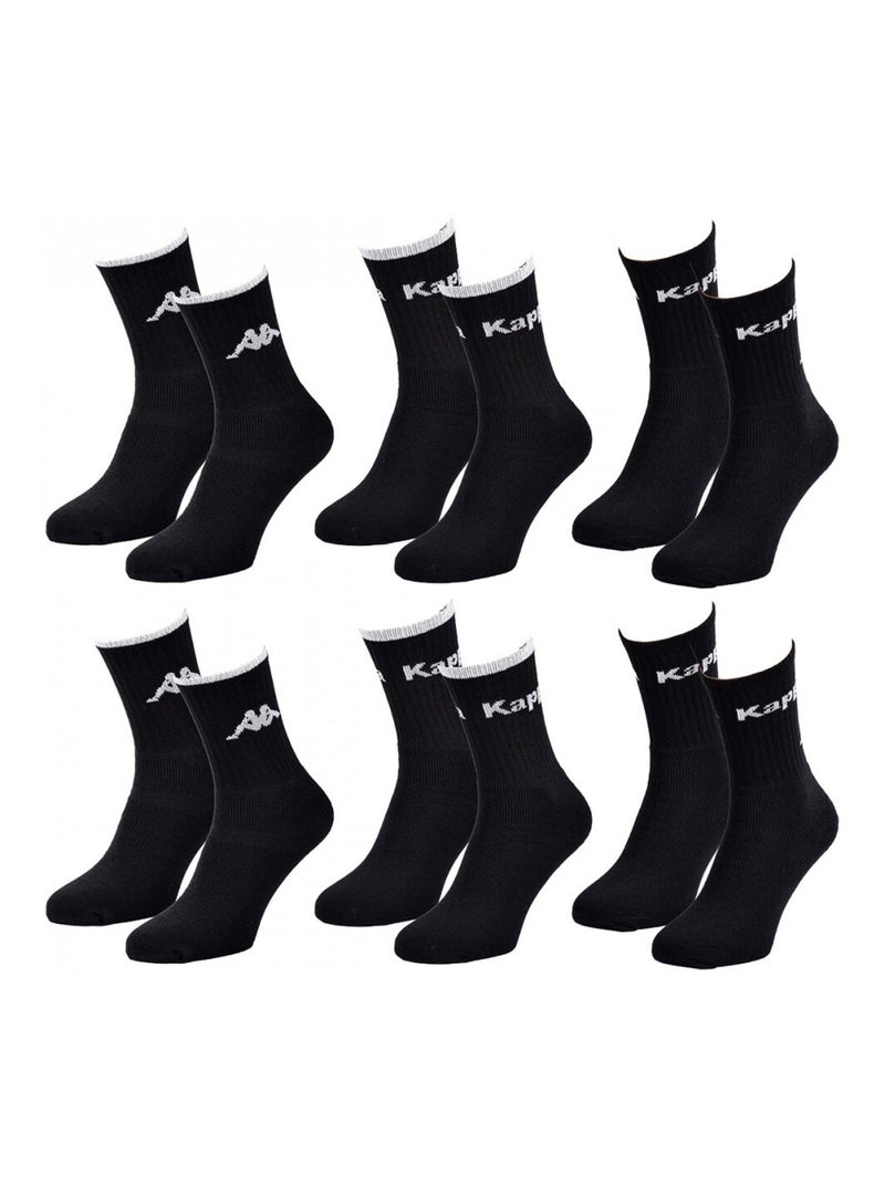Chaussettes Homme CREW KAPPA - Pack de 6 Noir Noir - Kiabi