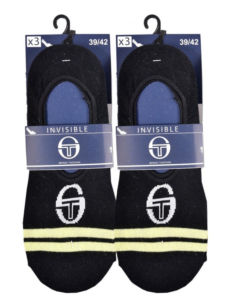 Chaussettes Homme FOOTIES SERGIO TACCHINI Lot de 6 - Pack de 6 Noir - Kiabi