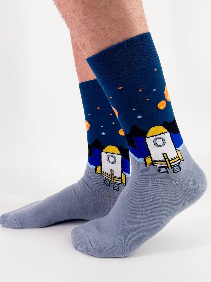 Chaussettes Homme Hautes Espace Noir - Kiabi
