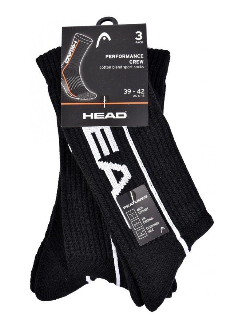 Chaussettes homme HEAD SPORT ET PERFORMANCE- Pack de 6 Noir Blanc - Kiabi