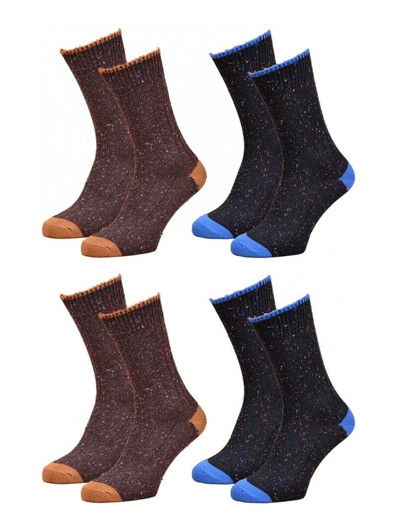 Chaussettes homme HECHTER Studio  - Pack de 4 Bleu Marron - Kiabi