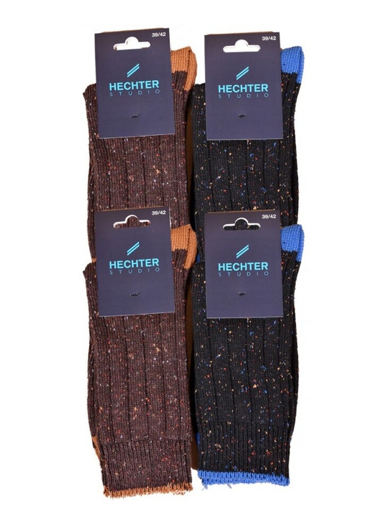 Chaussettes homme HECHTER Studio  - Pack de 4 Bleu Marron - Kiabi